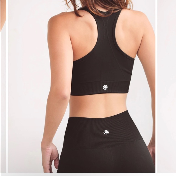 Cameeli Ribbed Athleisure Bra and Leggings in Jet black - Picture 2 of 7